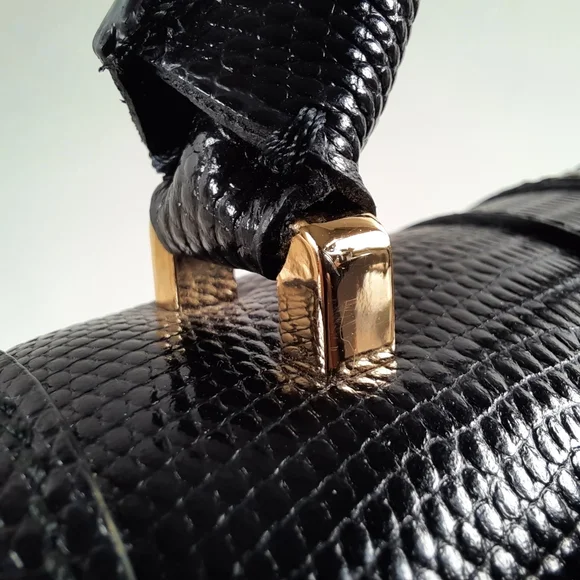 DeMellier Midi Venice Lizard Effect Crossbody Handbag Cowhide Black Converible